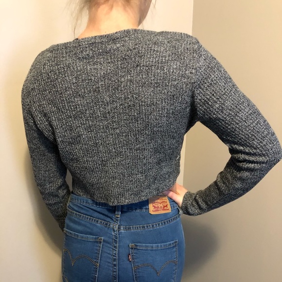 Grey Marled Crop Sweater - Picture 4 of 4